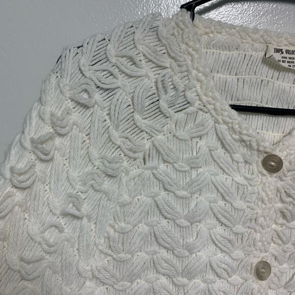 No Brand Vintage White Orlon Acrylic Knit Poncho Button Up Sweater One Size - Picture 4 of 5